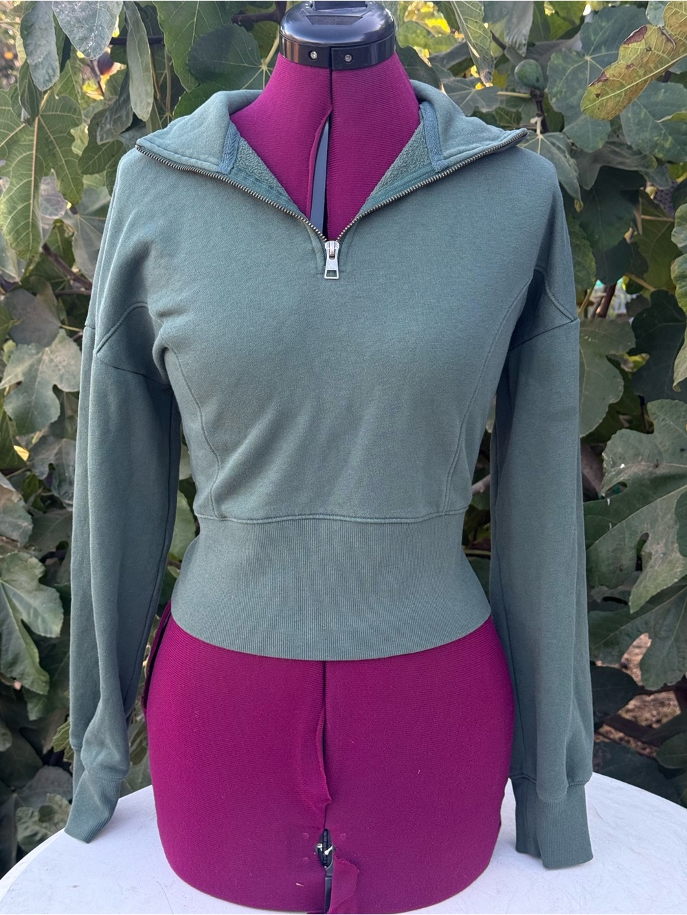 Targets Women’s Half-Zip Hooded Pullover Sweatshirt - Olive Green